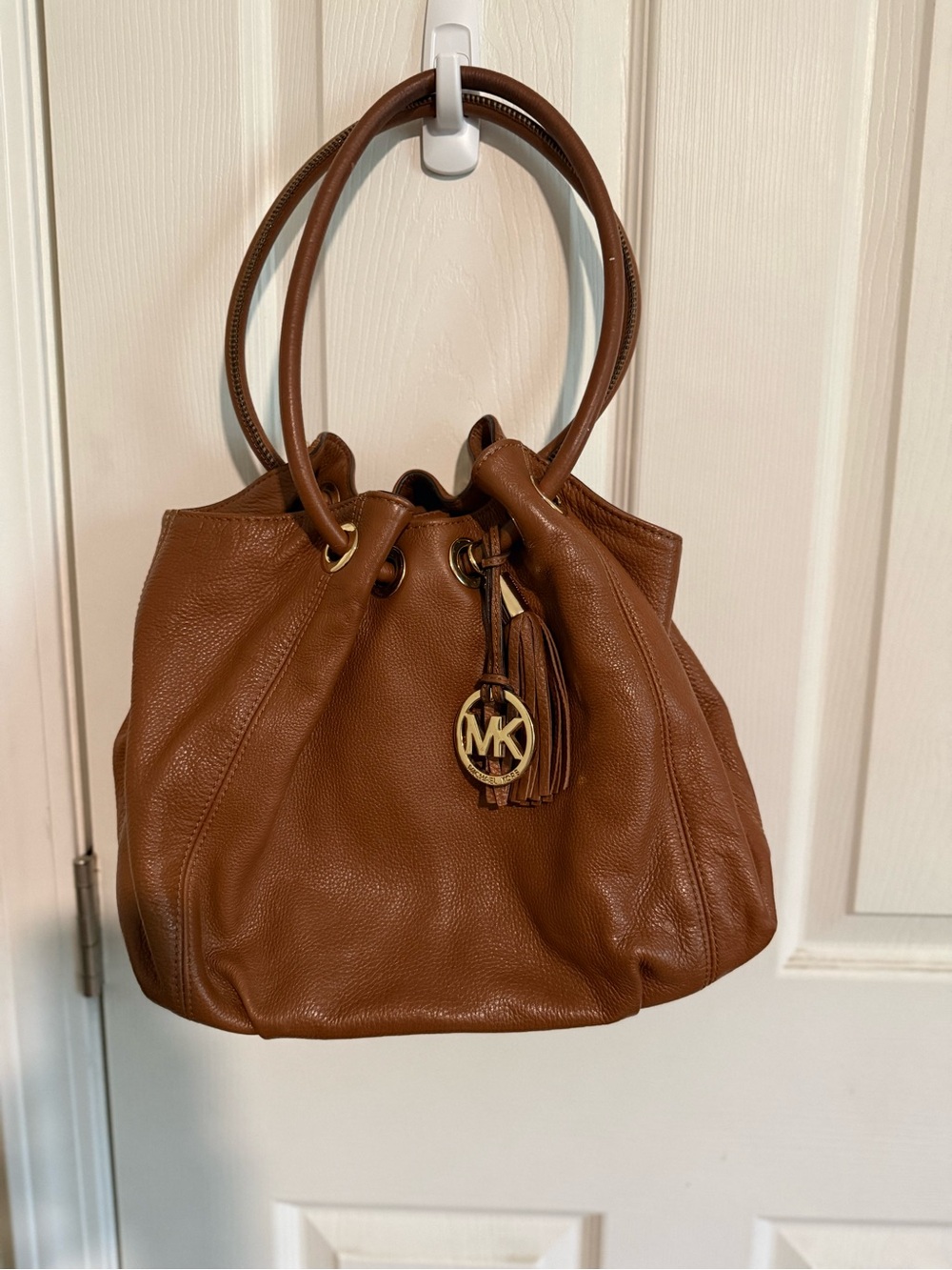 Michael Kors Cognac Leather Drawstring Shoulder Bag
